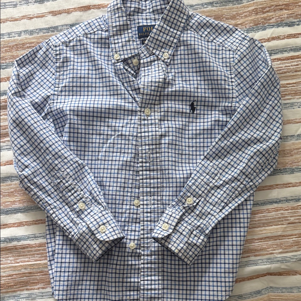 Polo by Ralph Lauren White and Blue Grid Button-Down Shirt